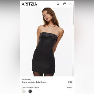 Aritzia Black Shimmer Satin Tube Dress